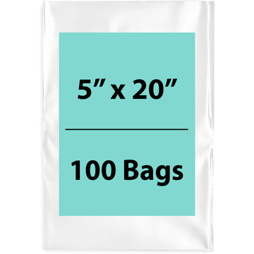 5X20 inches Clear Flat Poly Bags 3Mil Open Top (LDPE)